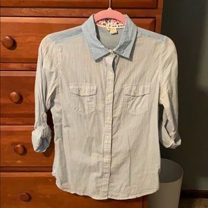 Blue and White striped button down